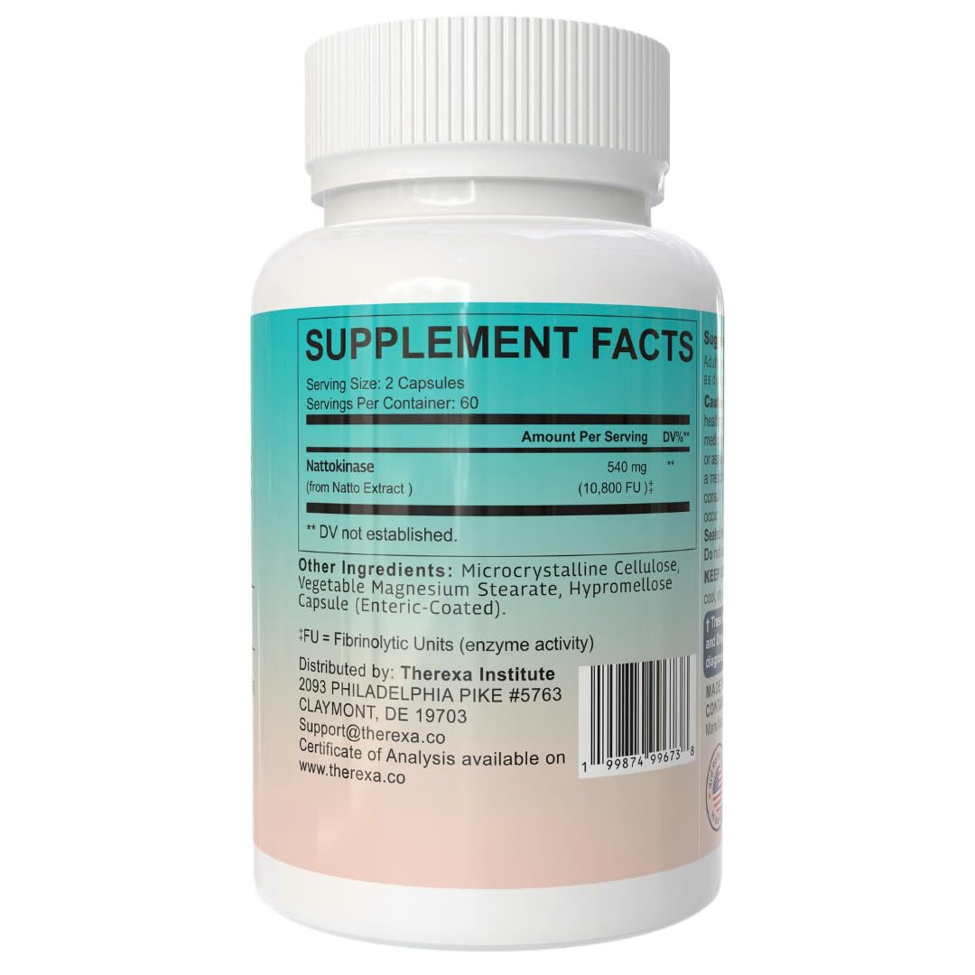 THEREXA Nattokinase 10800 FU flacon ouvert avec capsules