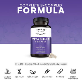 Thomas' all-natural Remedies Complément Alimentaire B Complex 50g étiquette et ingrédients