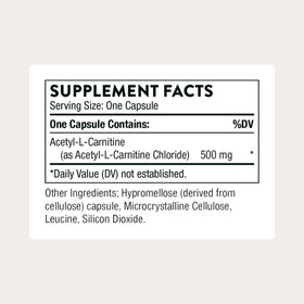 THORNE Acétyl-L-Carnitine 500 mg dos de l'emballage
