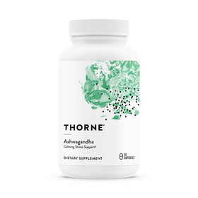 THORNE Ashwagandha 30 capsules, vue de face avec emballage