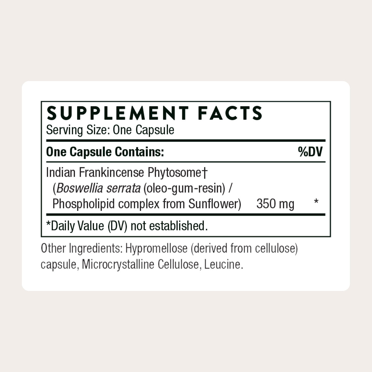 THORNE Boswellia Phytosome 350 mg 60 capsules emballage