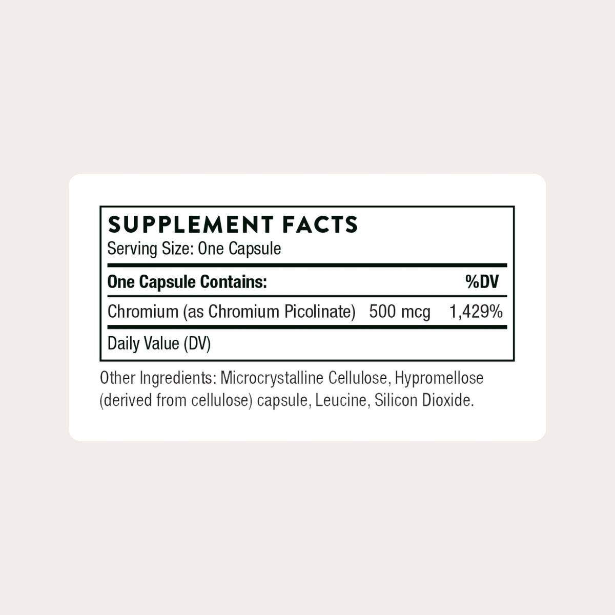 THORNE Chromium Picolinate 500 mcg capsule close-up