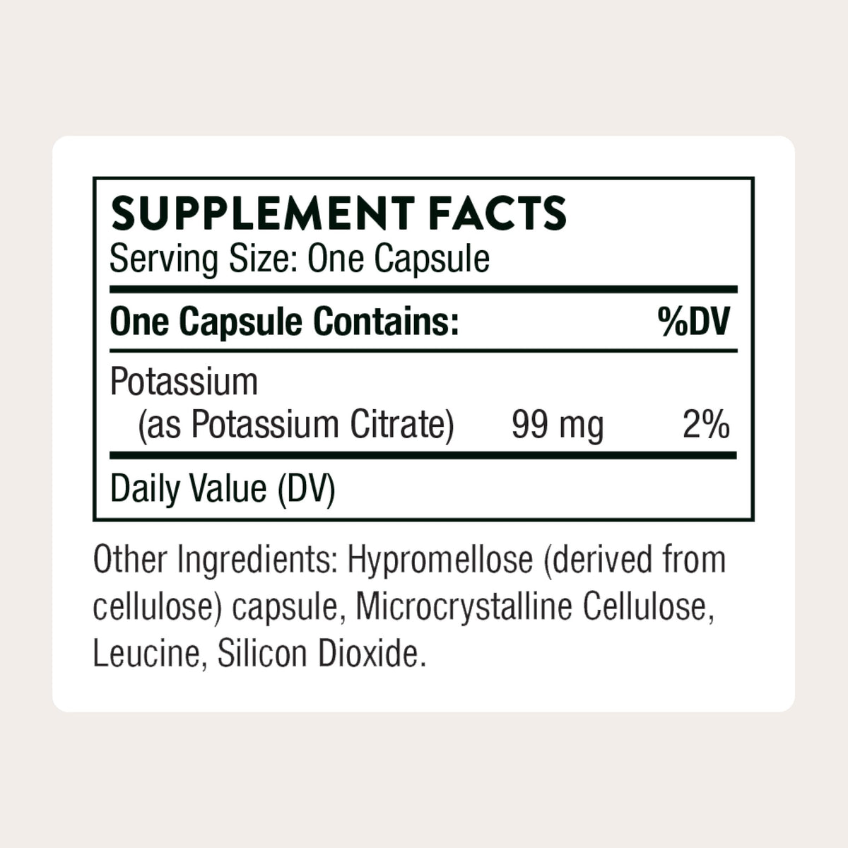THORNE Citrate de Potassium flacon avec étiquette
