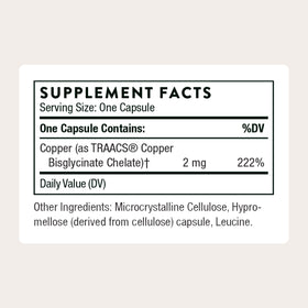 THORNE Copper Bisglycinate 60 capsules emballage