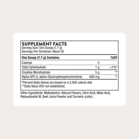 THORNE Creatine + Alpha GPC 290g packaging