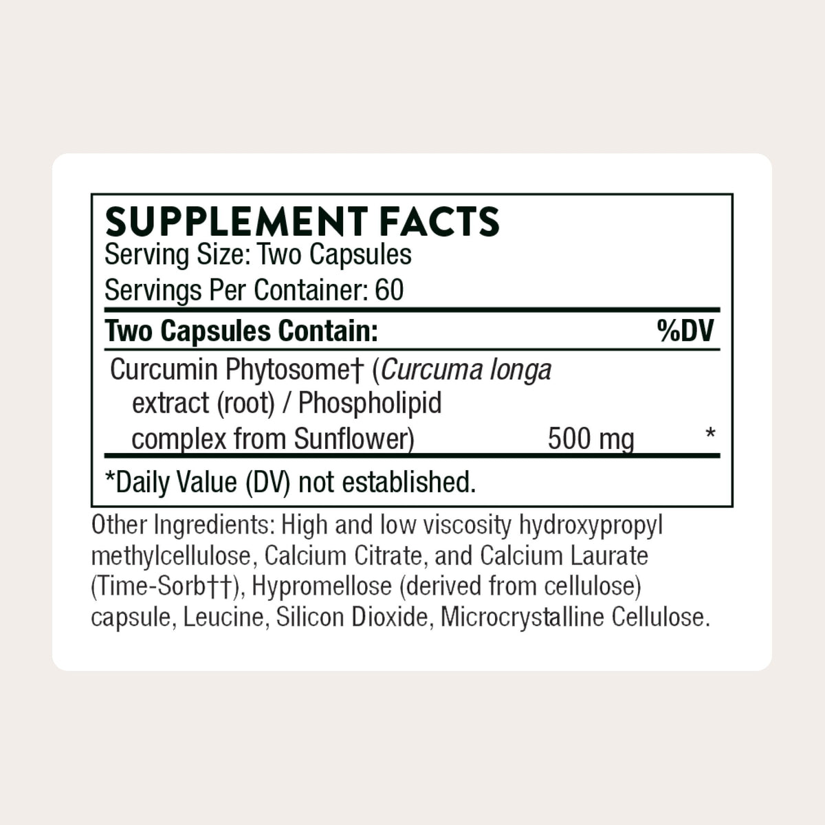 THORNE Curcumin Phytosome 500 mg 120 Capsules - vue arrière
