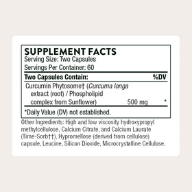 THORNE Curcumin Phytosome 500 mg 120 Capsules - vue arrière