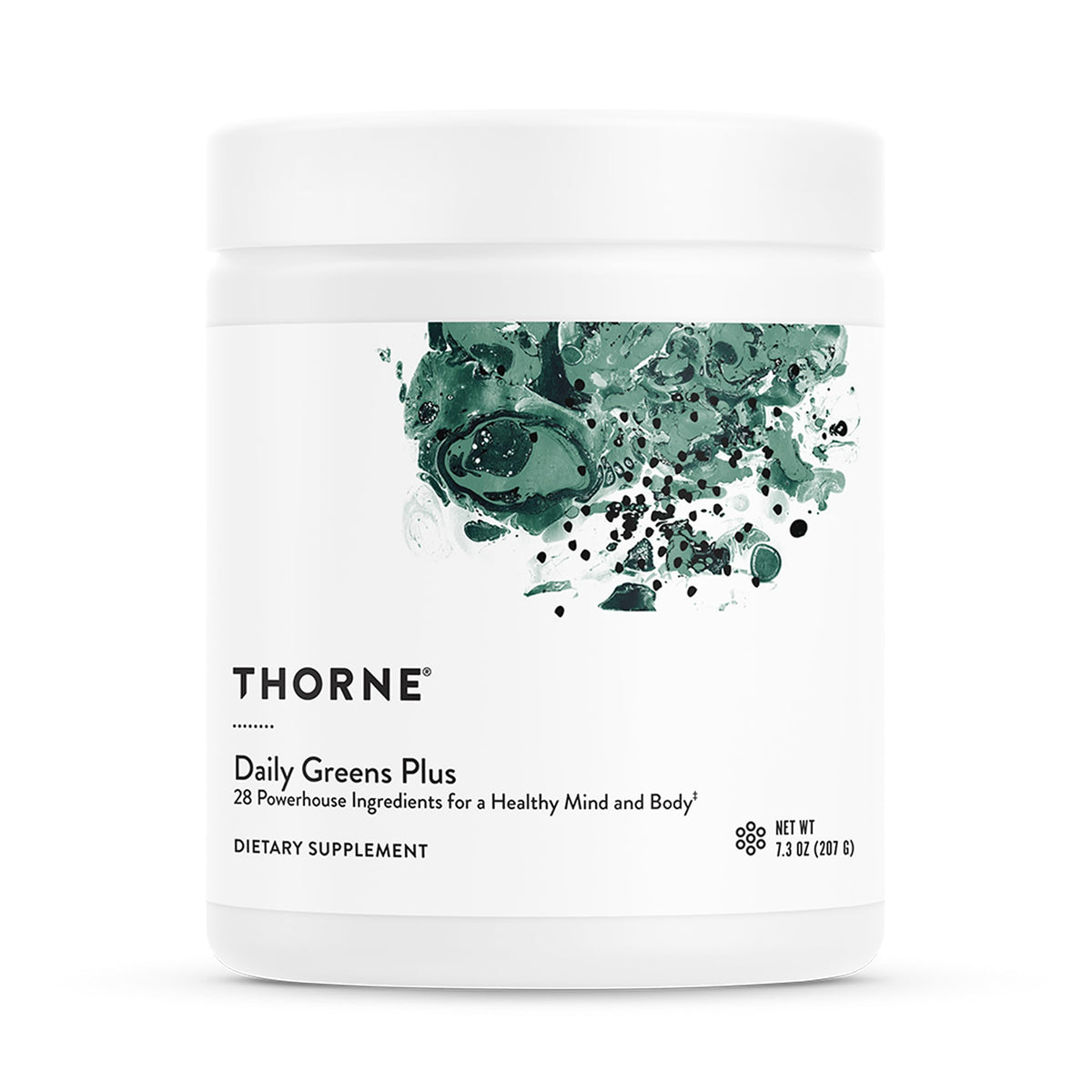 THORNE Daily Greens Plus 280g boîte vue de face