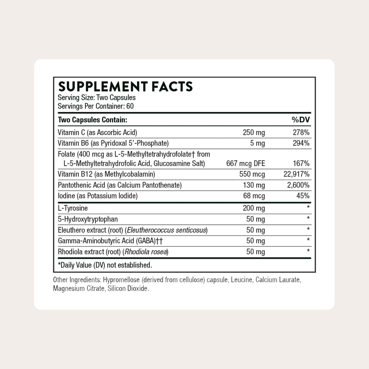 THORNE Emotion Balance Support 120 capsules - vue arrière
