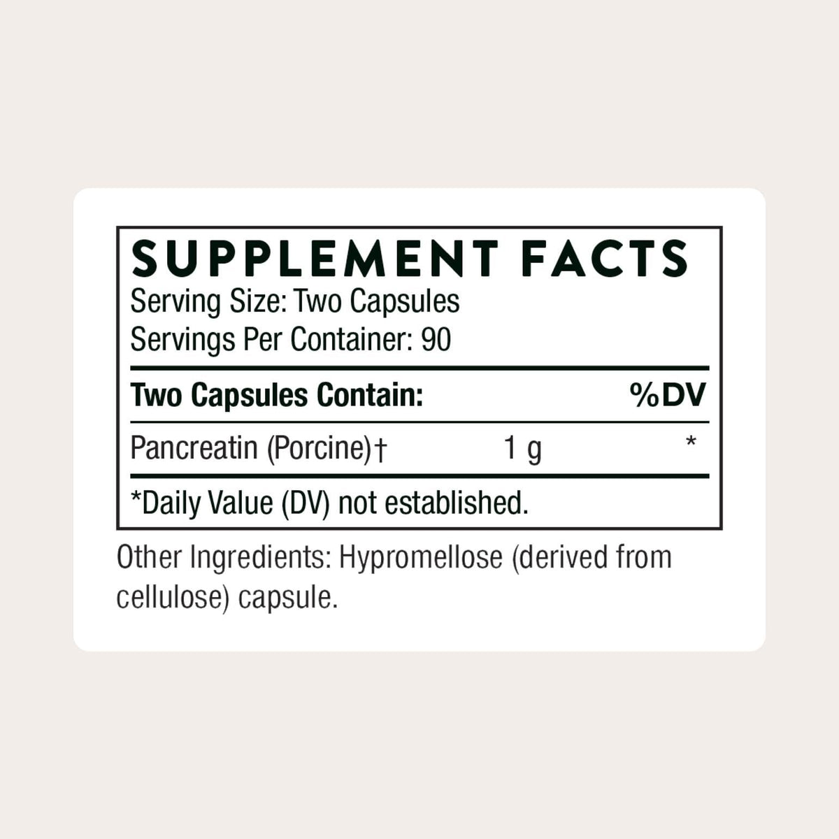 THORNE Enzymes Pancréatiques 180 capsules vue arrière