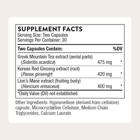 THORNE Ginseng Plus détails de l'étiquette