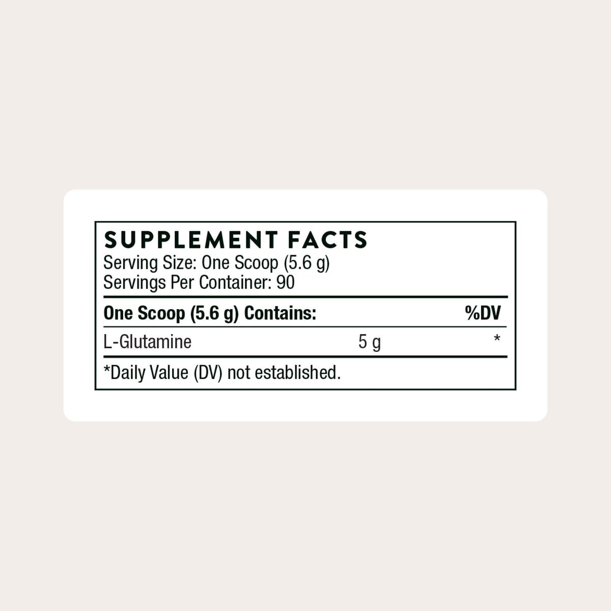 THORNE L-Glutamine Poudre 558g vue arrière avec informations nutritionnelles