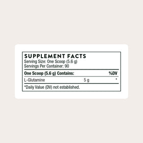 THORNE L-Glutamine Poudre 558g vue arrière avec informations nutritionnelles