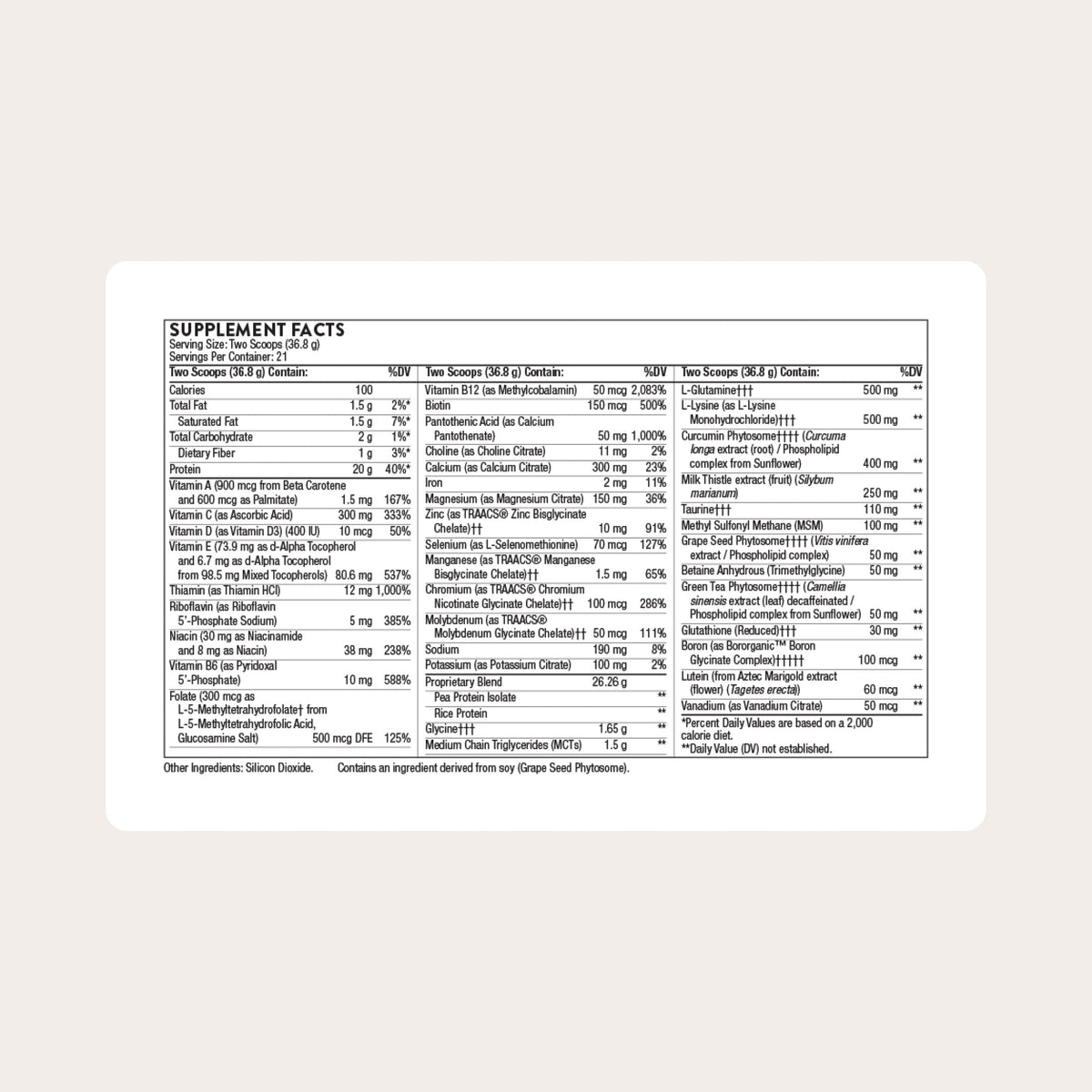 THORNE MediClear Plus poudre de protéines contenant 21 portions