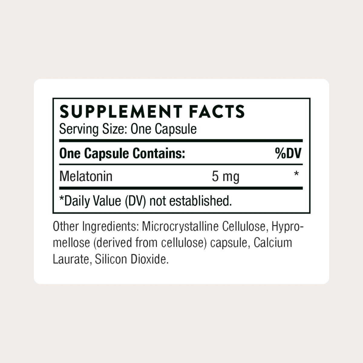 THORNE Melaton-3 5 mg capsules sur une table