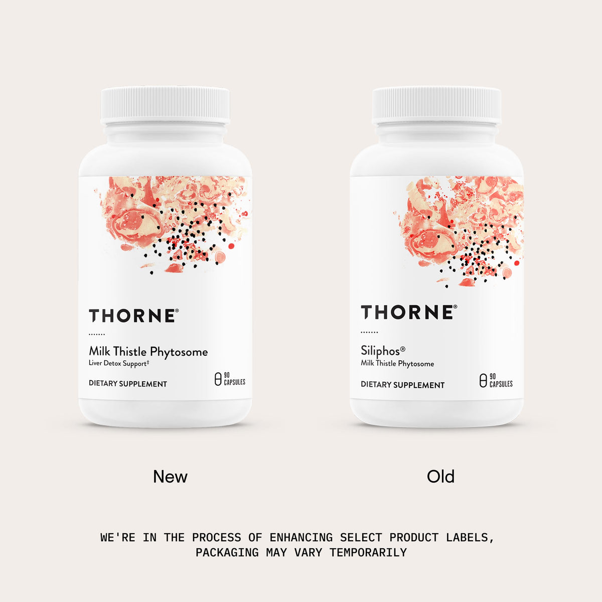 THORNE Milk Thistle Phytosome 90 Capsules sur fond neutre