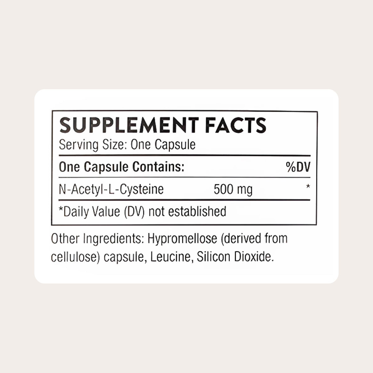 THORNE NAC 500 mg 180 capsules flacon arrière