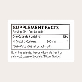 THORNE NAC 500 mg 180 capsules flacon arrière
