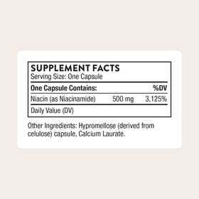 THORNE Niacinamide 500 mg capsules vue arrière