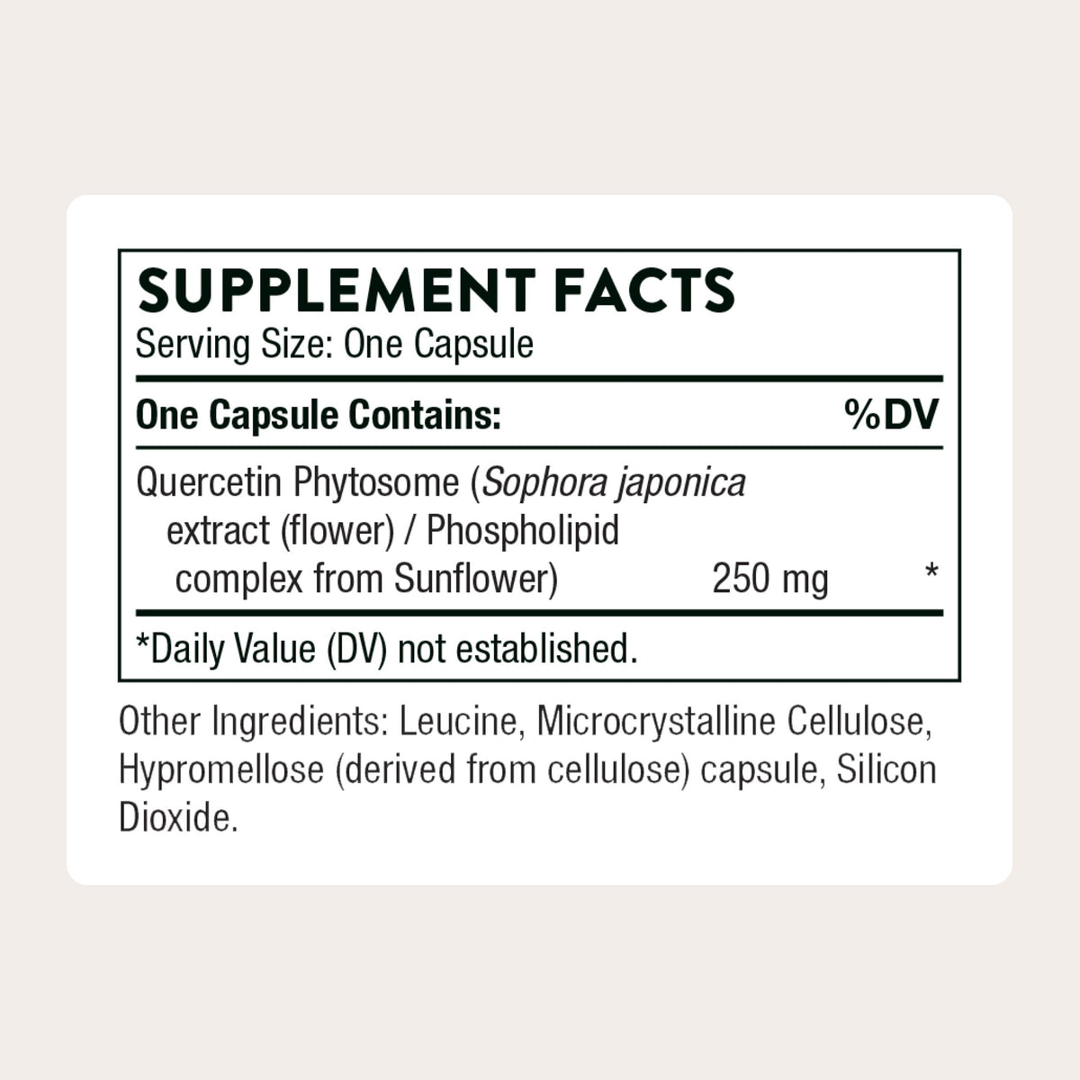 THORNE Quercetin Phytosome emballage et capsules