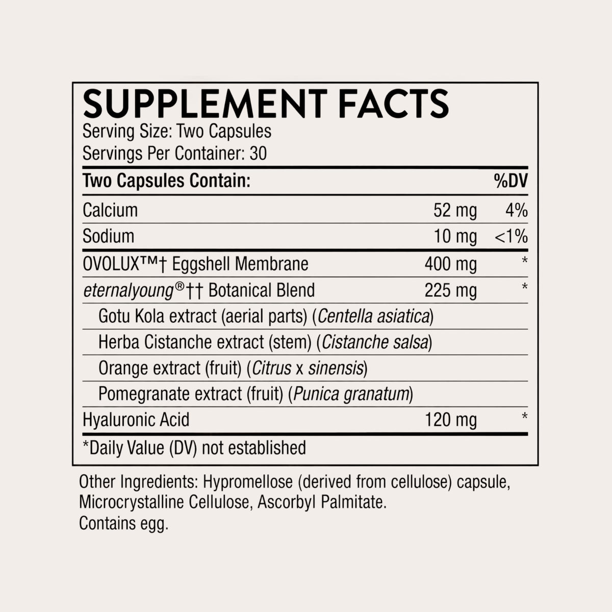 THORNE Radiant Skin Complex 60 Capsules sur une surface en bois