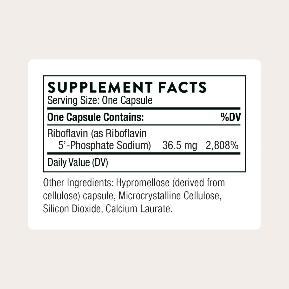 THORNE Riboflavine 5'-Phosphate emballage arrière