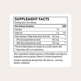 THORNE Super EPA 180 gélules vue de dos avec informations nutritionnelles