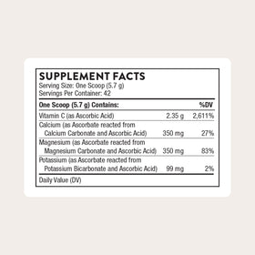 THORNE Vitamine C Haute Potence 290g vue arrière