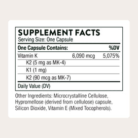 THORNE Vitamine K1 K2 emballage et étiquette