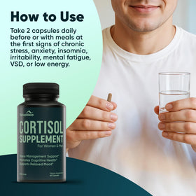 ThriveWave Compléments Alimentaires Cortisol avec un verre d'eau