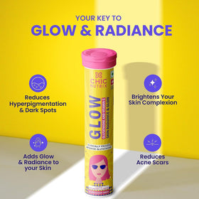THRU Glow comprimés effervescents affichés sur une surface blanche