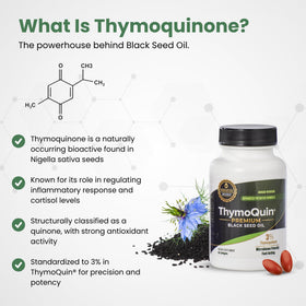 ThymoQuin capsules d'huile de graines noires en gros plan