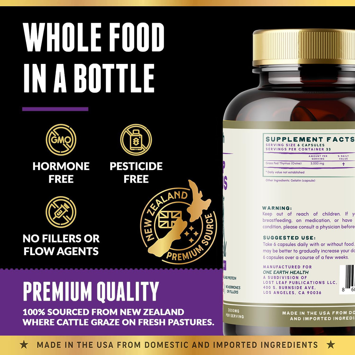 Thymus One Earth Health 3000mg capsules ouvertes