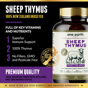 Thymus One Earth Health 3000mg capsules sur une table