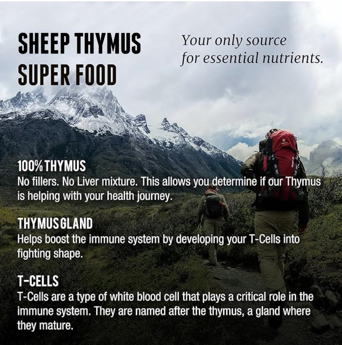 Thymus One Earth Health 3000mg étiquette du produit