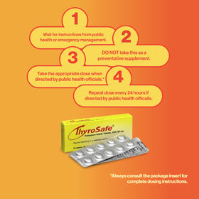 THYROSAFE comprimés d'iodure de potassium avec une main tenant le packaging