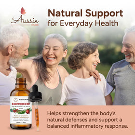 Tincture Aussie Pure avec ingrédients en arrière-plan
