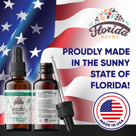Tincture de Buchu Bio FLORIDA HERBS sur fond neutre