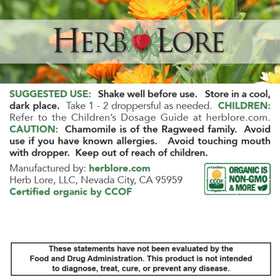 Tincture de Camomille Bio Herb Lore 60 ml avec fond naturel