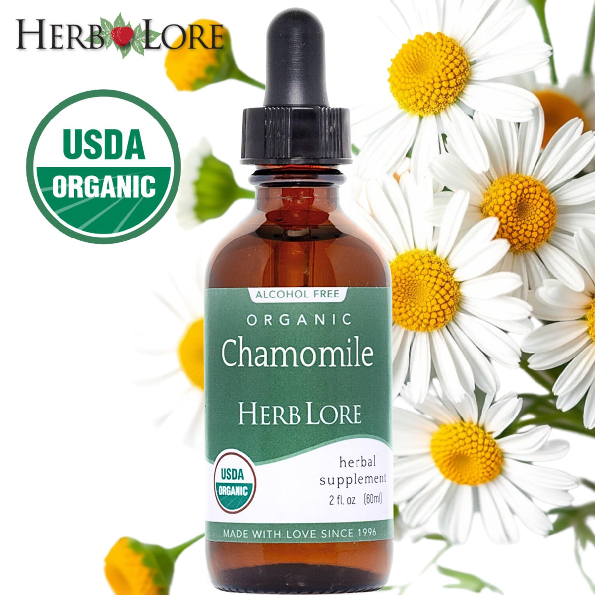 Tincture de Camomille Bio Herb Lore 60 ml avec goutteur