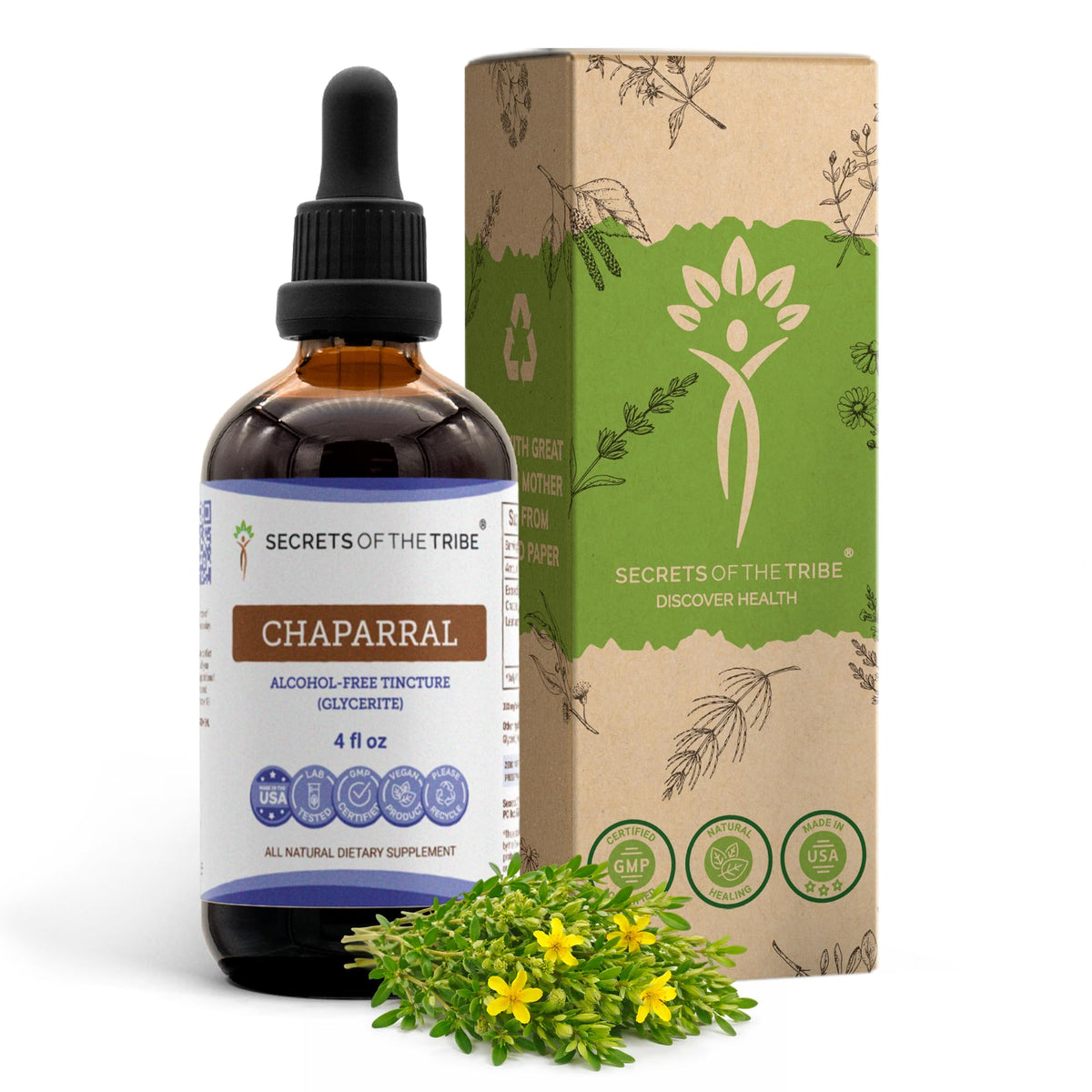 Tincture de Chaparral Secrets of the Tribe 118 ml vue de face