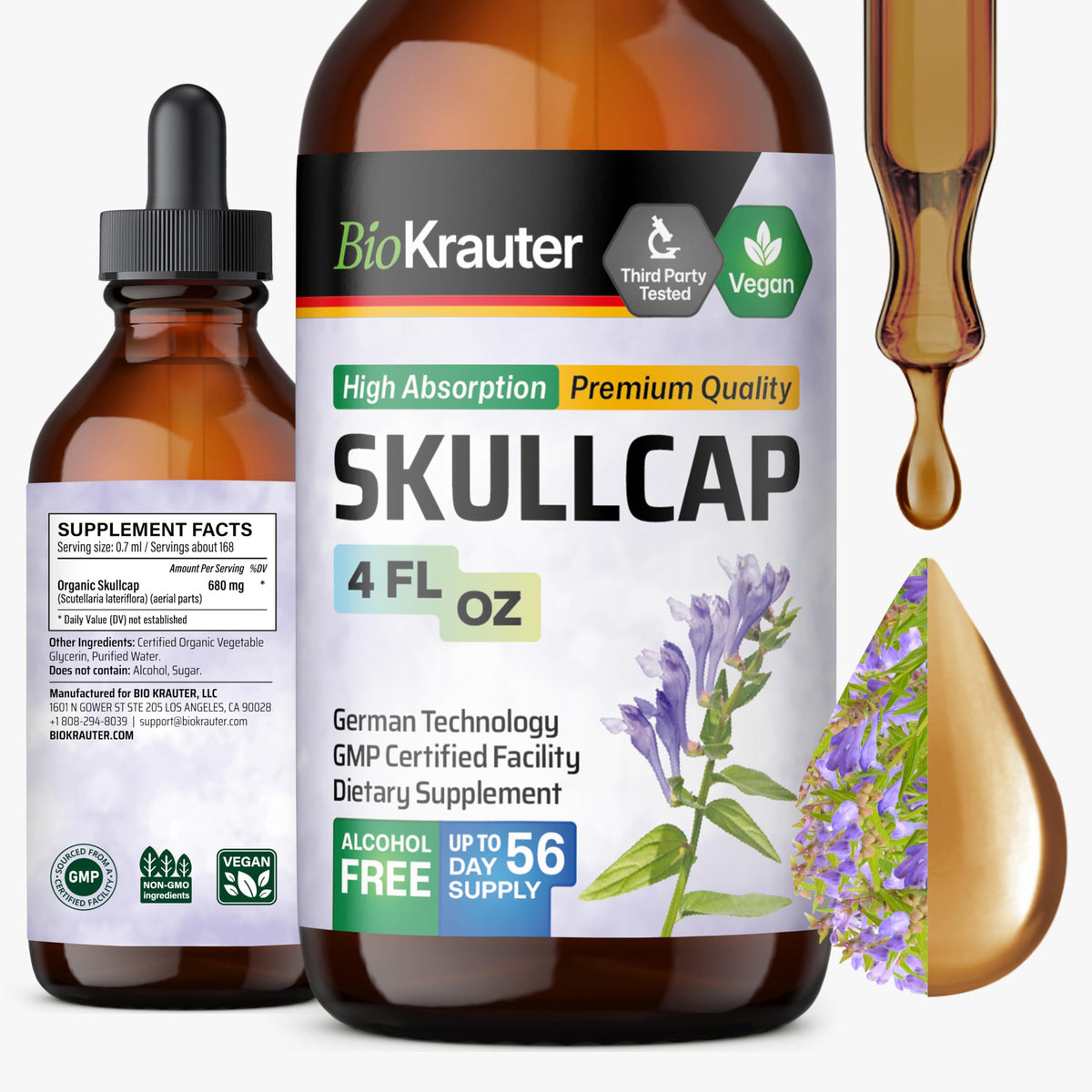 Tincture de Skullcap BIO KRAUTER 4 fl oz vue de face