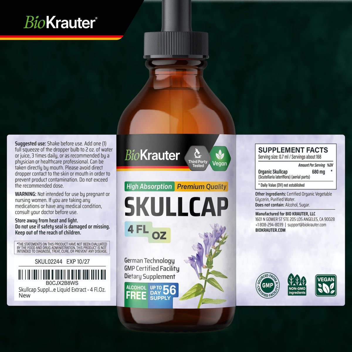 Tincture de Skullcap BIO KRAUTER dans un environnement naturel