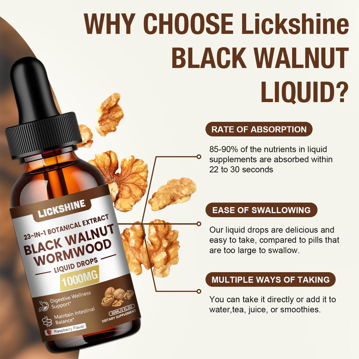 Tincture Lickshine 1000MG avec ingrédients botaniques