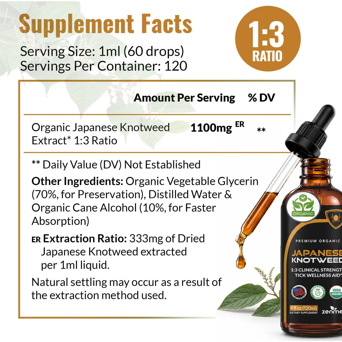 Tincture Zenmen avec étiquette biologique