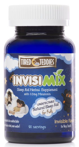 Tired Teddies Mélatonine InvisiMix 300 mcg, capsule ouverte avec poudre