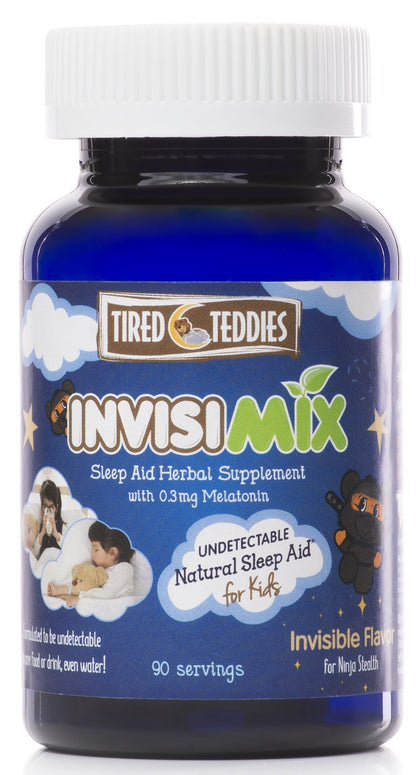 Tired Teddies Mélatonine InvisiMix 300 mcg, capsule ouverte avec poudre