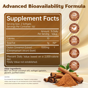 Tiuaya Cannelle de Ceylan 1500mg gélules molles et emballage