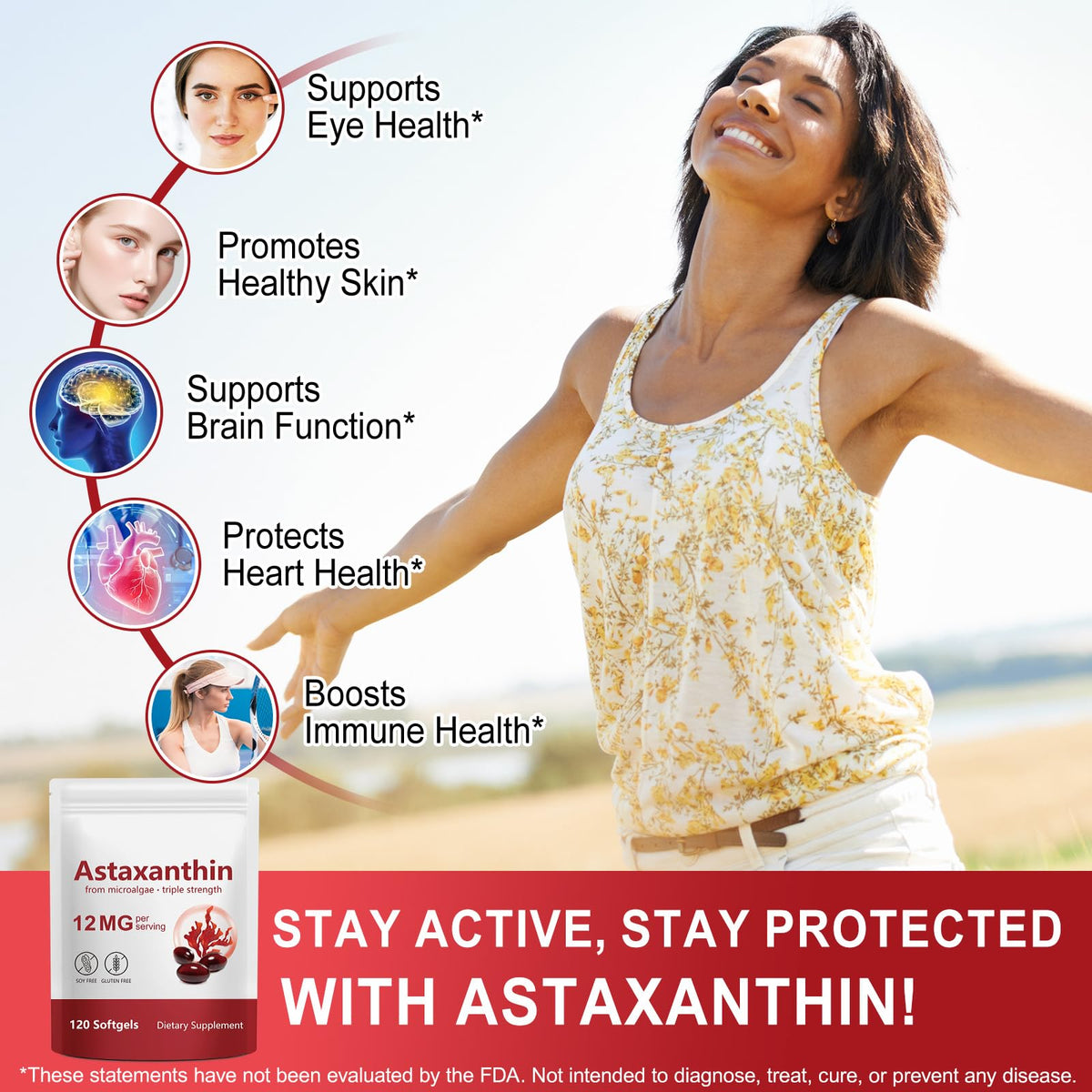Tiuedu Astaxanthin 120 capsules en vue latérale