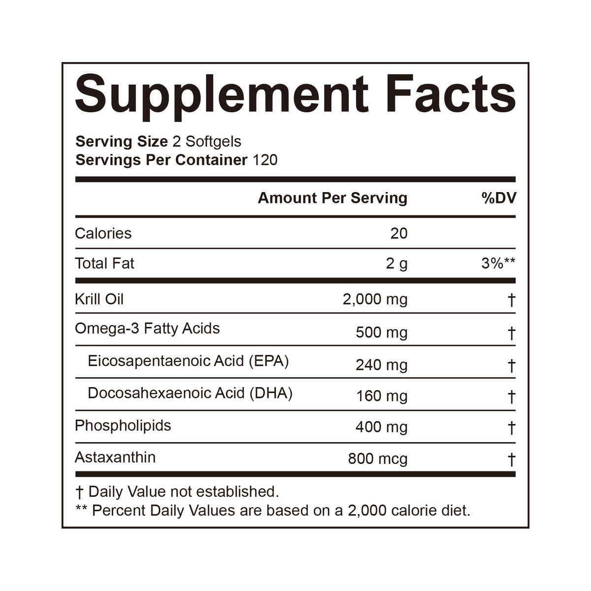 Tiuedu Huile de Krill Antartique 2 000 mg étiquette détaillée